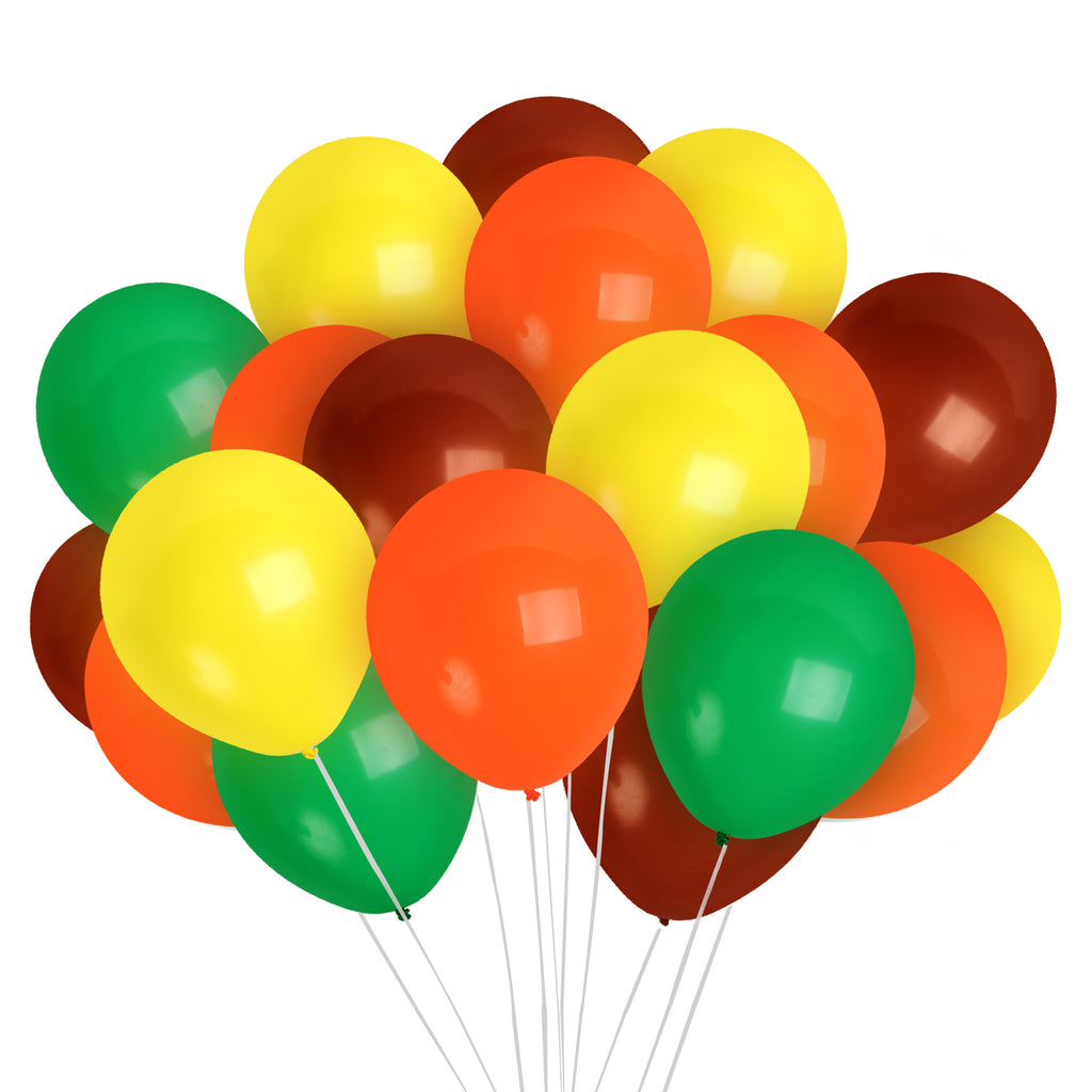 Fall Balloons Orange, Yellow, Green, and Brown 100 Pack - 12 Inch Latex Balloons