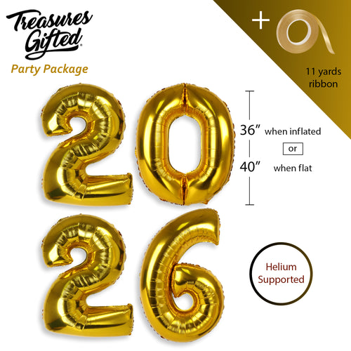 40 Inch Gold Foil 2026 Number Balloons