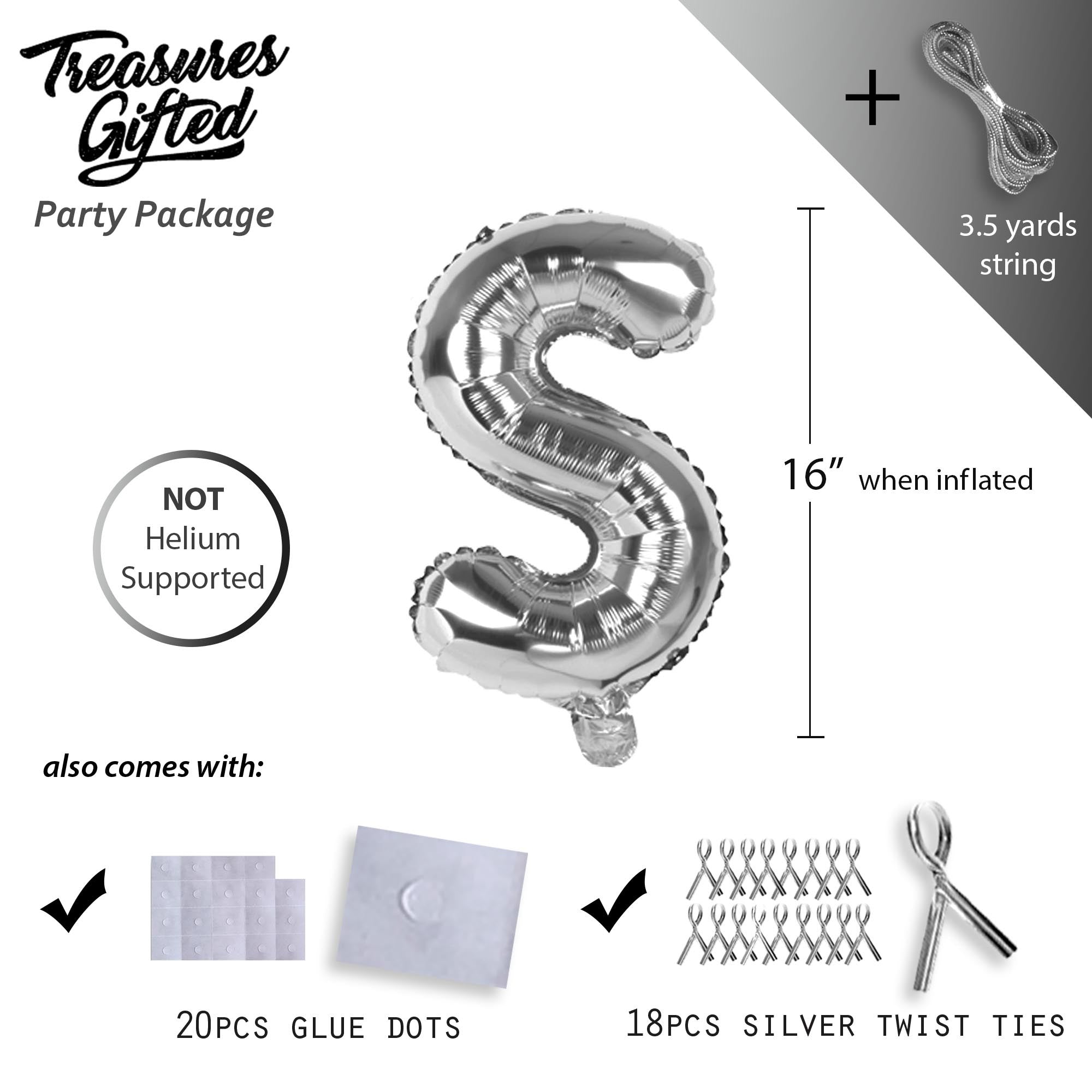 16 Inch Silver Foil Congrats Balloons