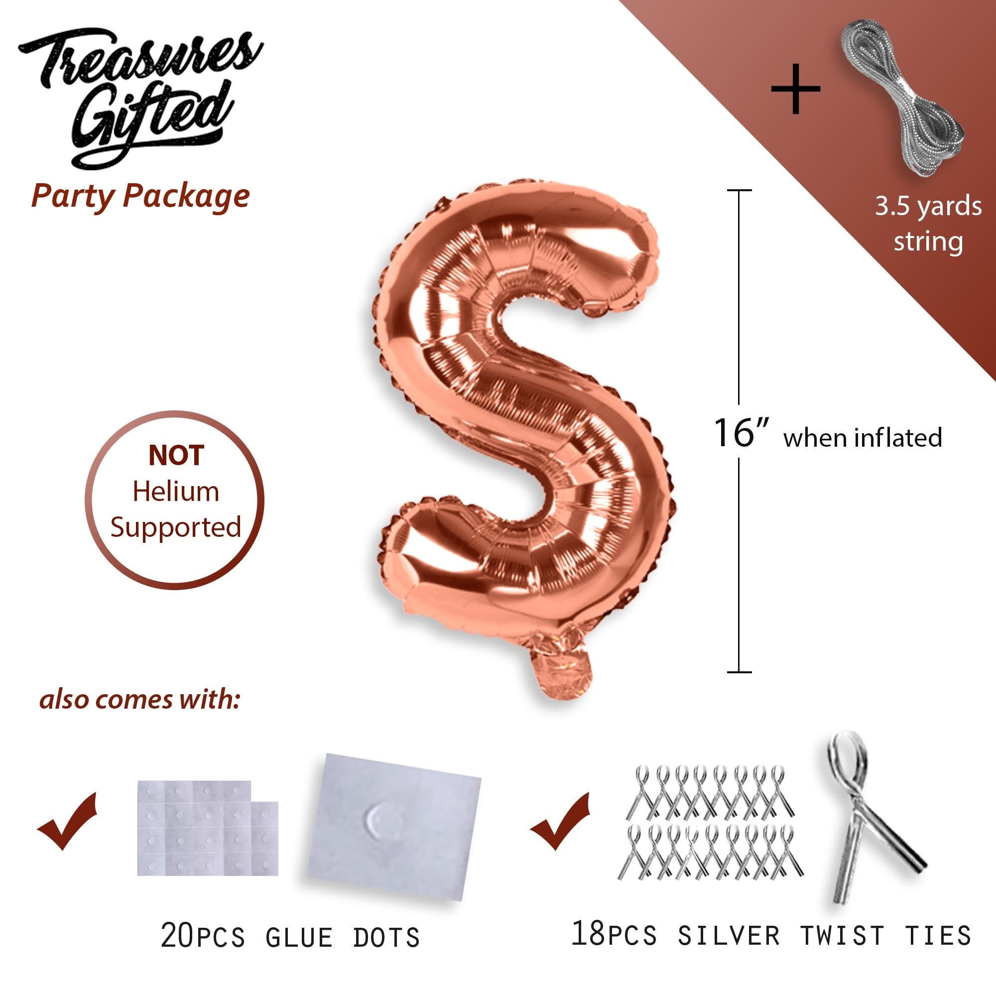 16 Inch Rose Gold Foil Congrats Balloons