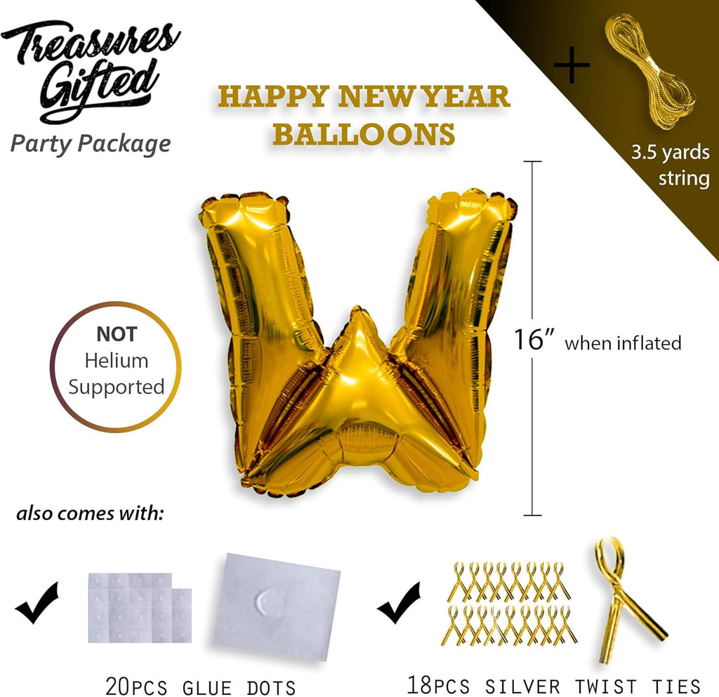 16 Inch Gold Foil Happy New Year Balloons