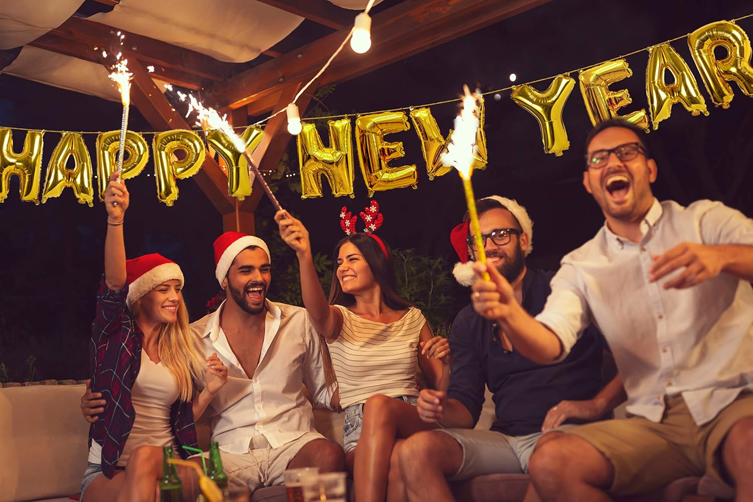 16 Inch Gold Foil Happy New Year Balloons