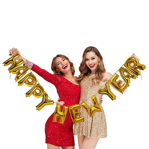 16 Inch Gold Foil Happy New Year Balloons