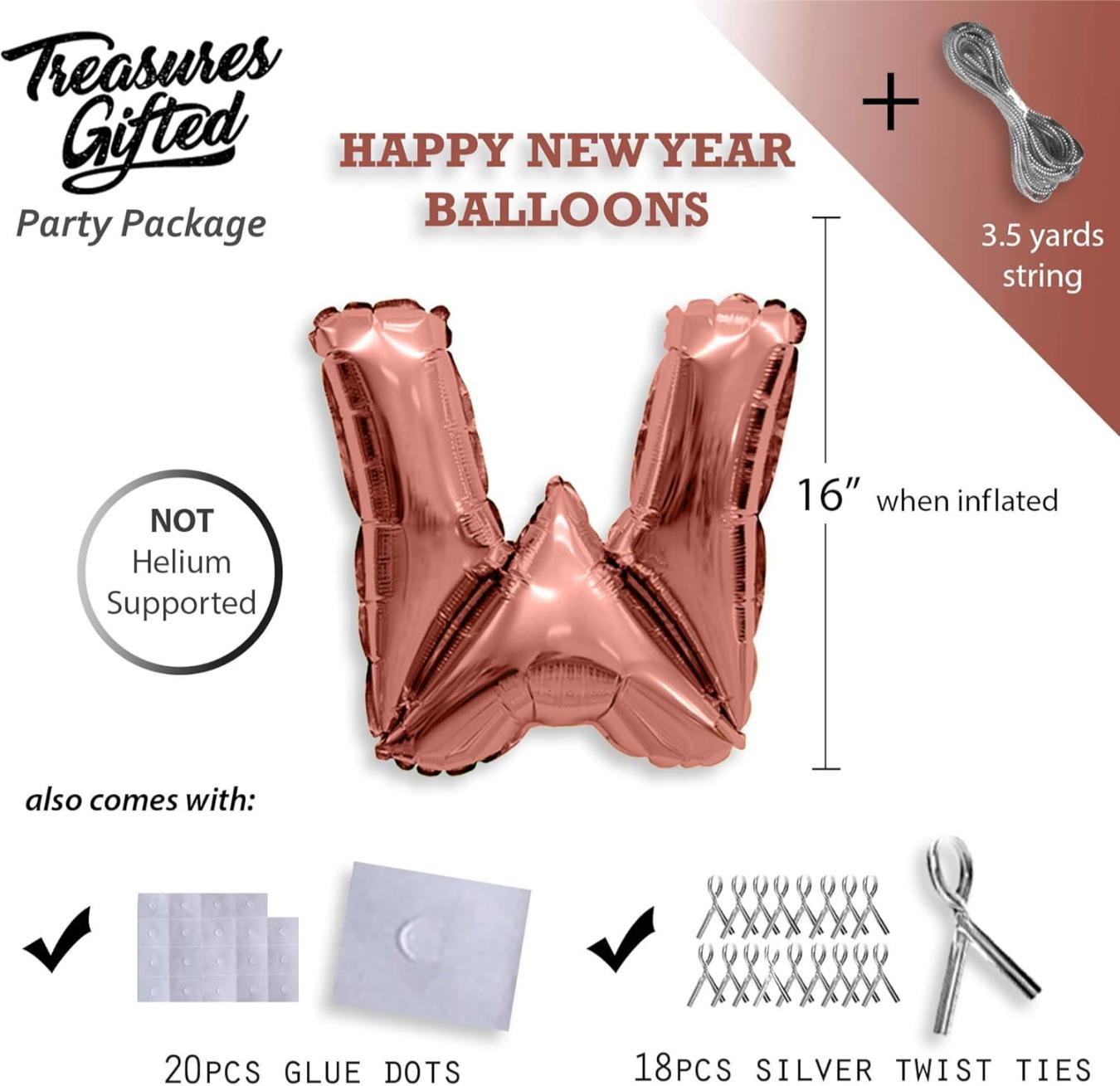16 Inch Rose Gold Foil Happy New Year Balloons