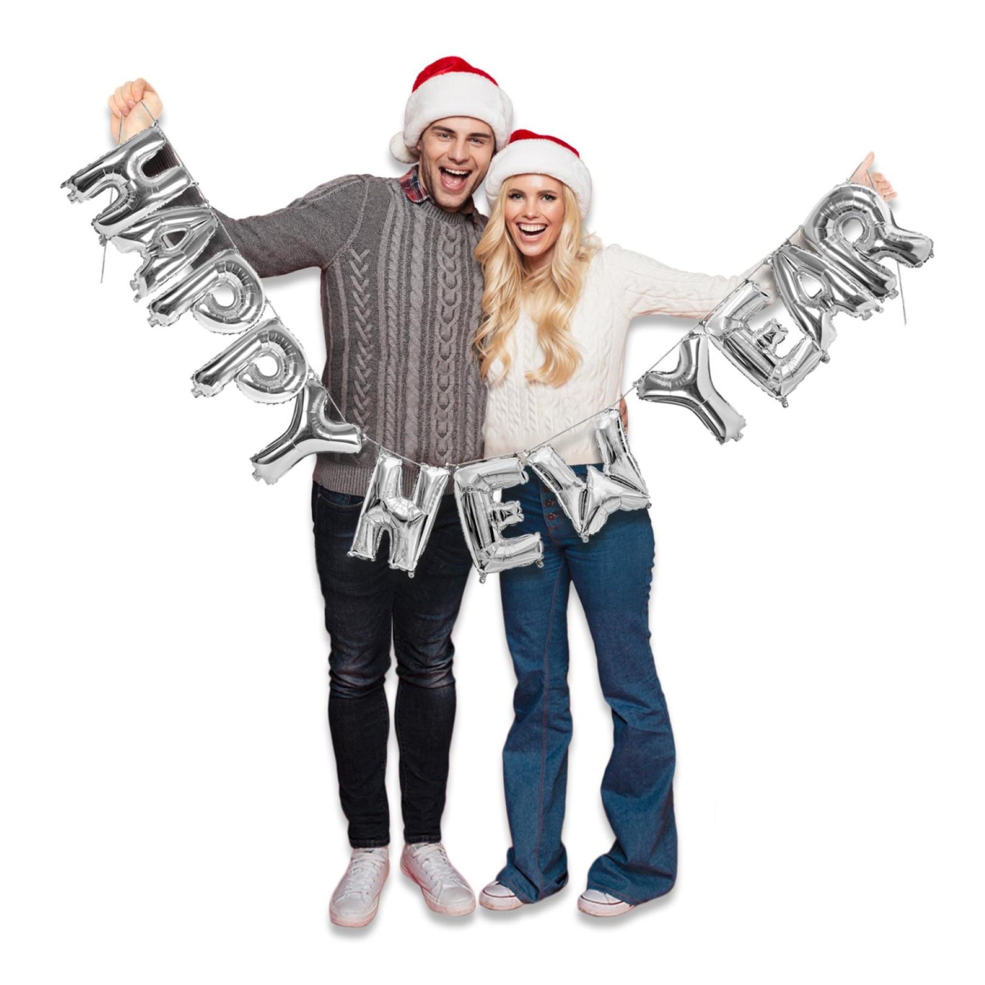 16 Inch Silver Foil Happy New Year Balloons