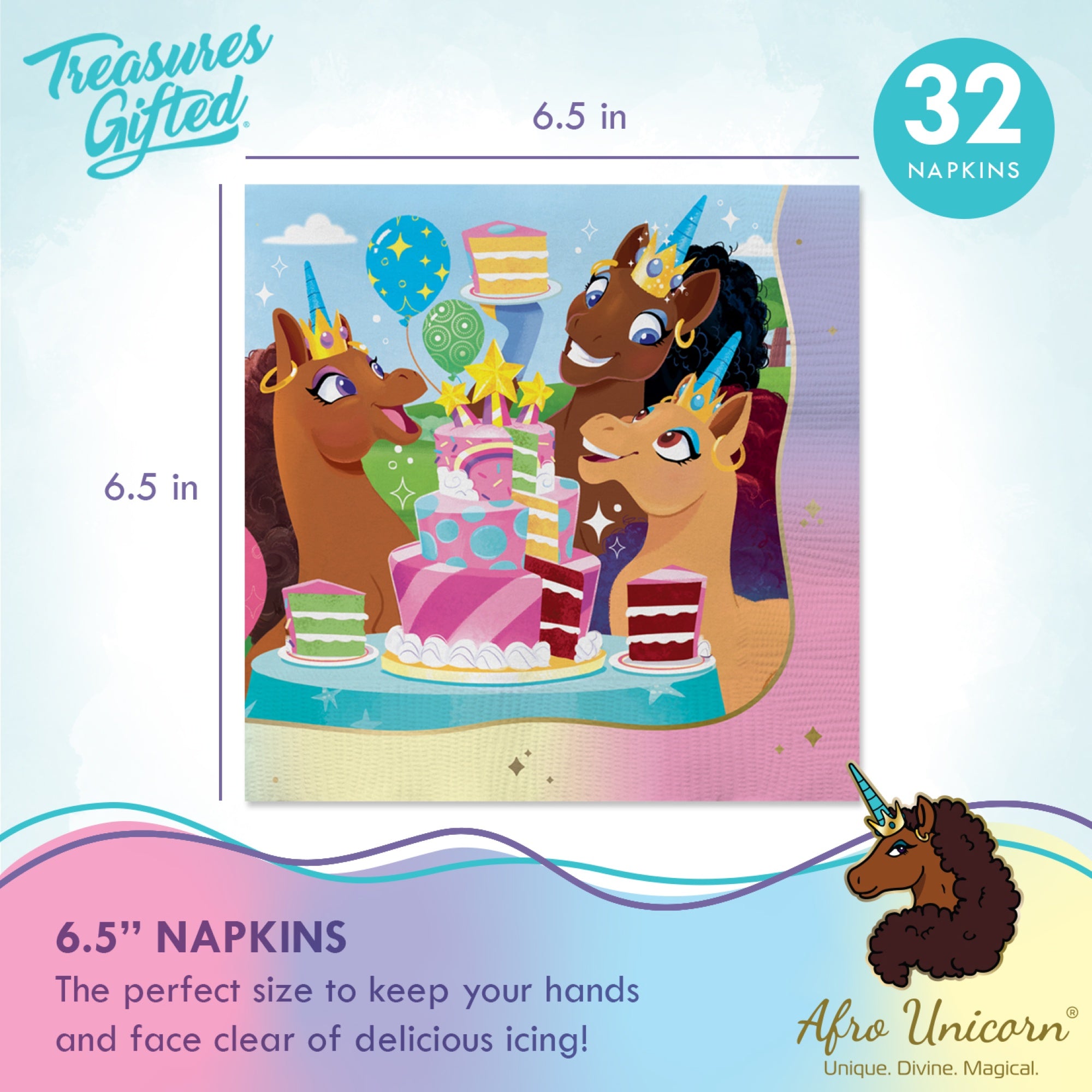 Afro Unicorn Party Decorations Tableware Starter Set for 24 Guests