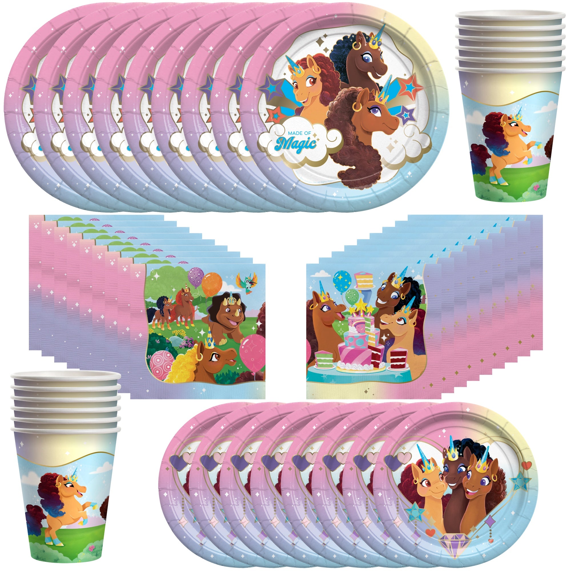 Afro Unicorn Party Decorations Tableware Classic Set for 16 Guests