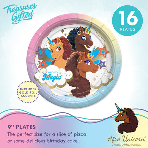 Afro Unicorn Party Decorations Tableware Deluxe Set for 16 Guests