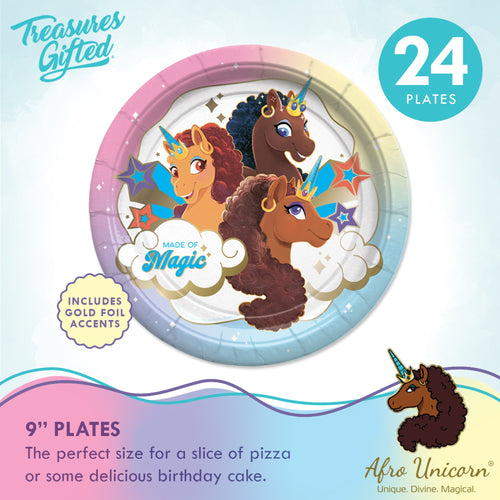 Afro Unicorn Party Decorations Tableware Deluxe Set for 24 Guests