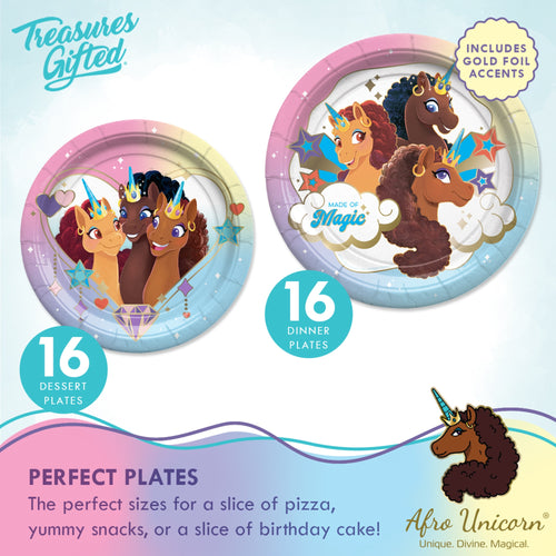 Afro Unicorn Party Decorations Complete Set for 16 Guests