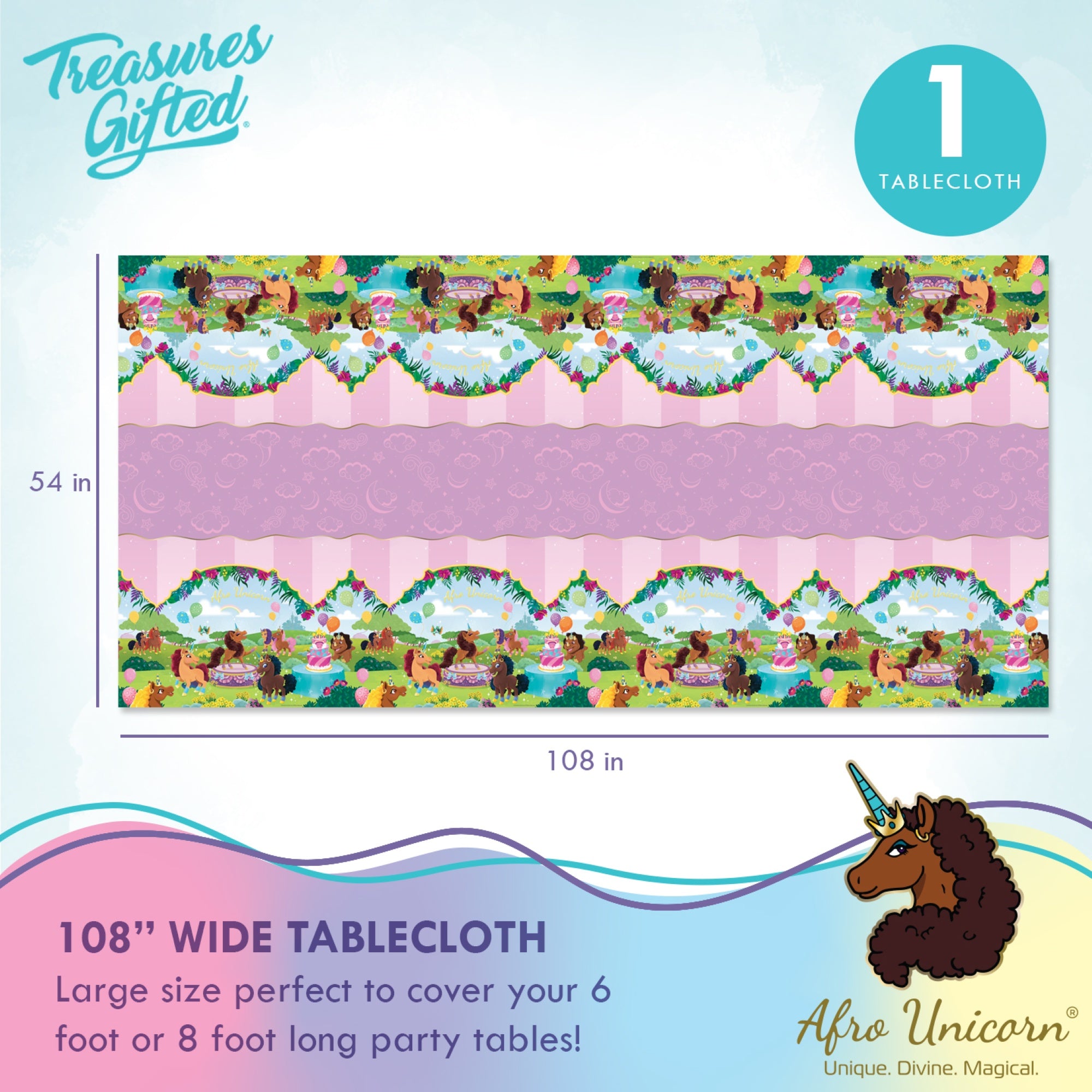 Afro Unicorn Party Decorations Complete Set for 16 Guests