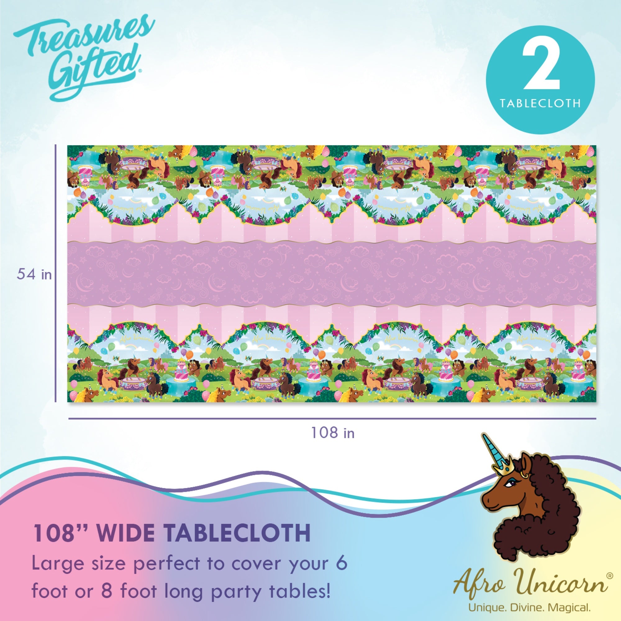 Afro Unicorn Party Decorations Complete Set for 24 Guests