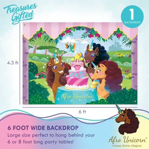 Afro Unicorn Backdrop - Afro Unicorn Party Decorations