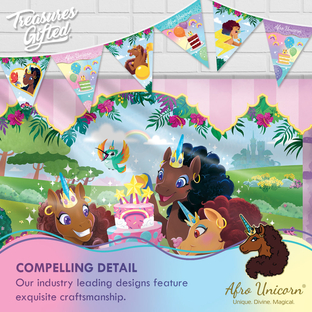 Afro Unicorn Backdrop - Afro Unicorn Party Decorations