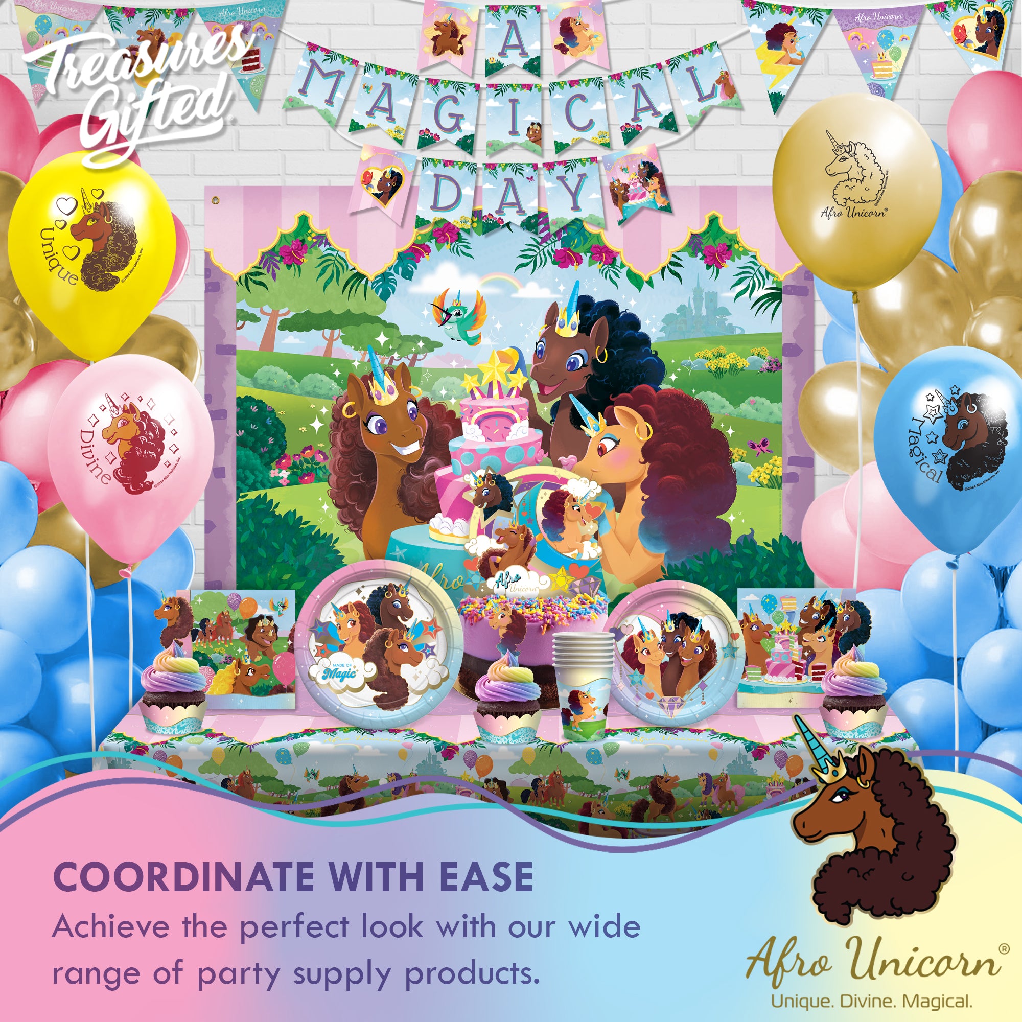 Afro Unicorn Balloons - Afro Unicorn Party Decorations