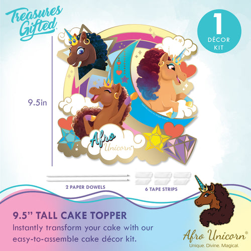 Afro Unicorn Cake Topper - Afro Unicorn Party Decorations