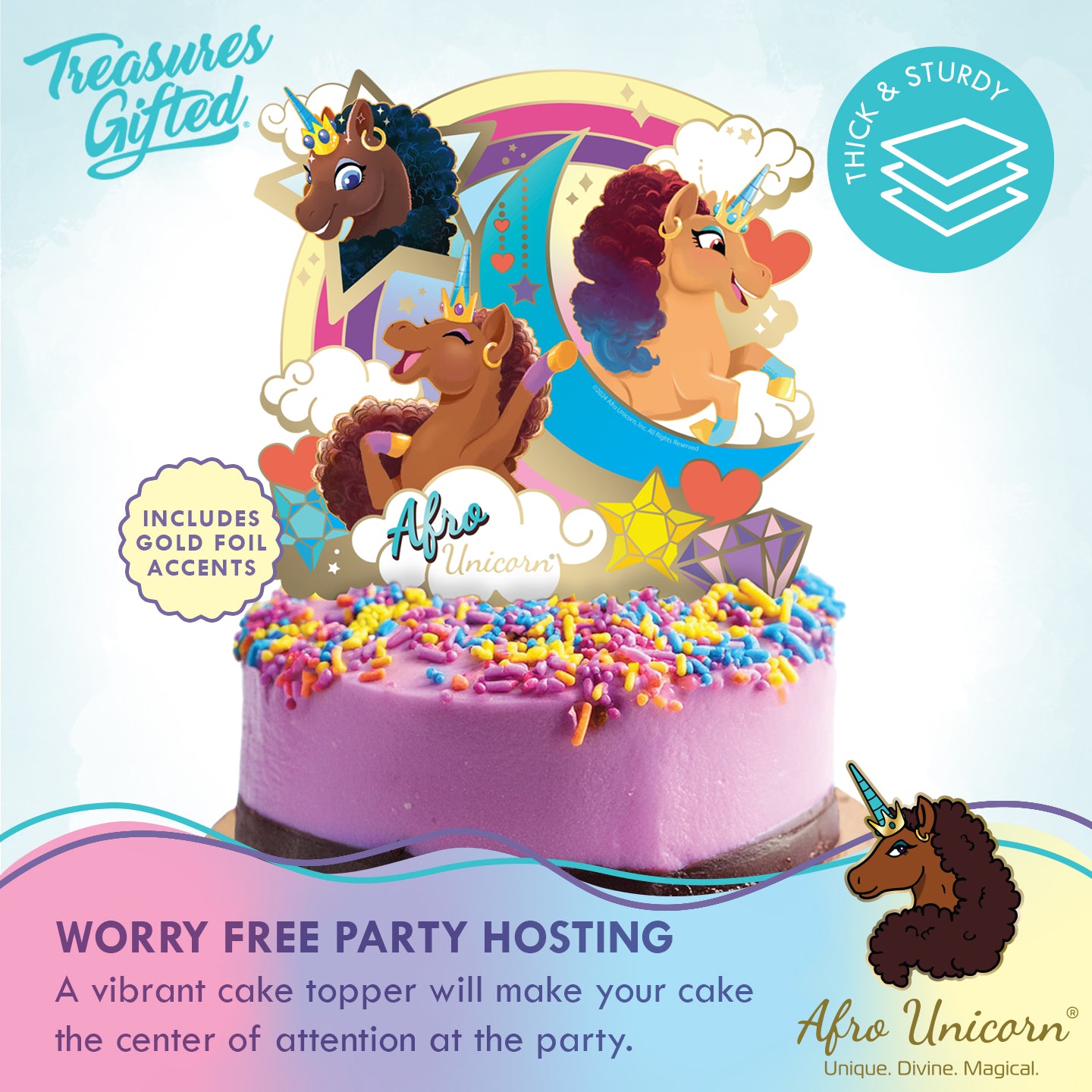 Afro Unicorn Cake Topper - Afro Unicorn Party Decorations