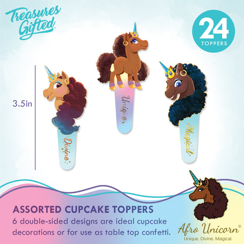Afro Unicorn Cupcake Toppers & Afro Unicorn Cupcake Wrappers