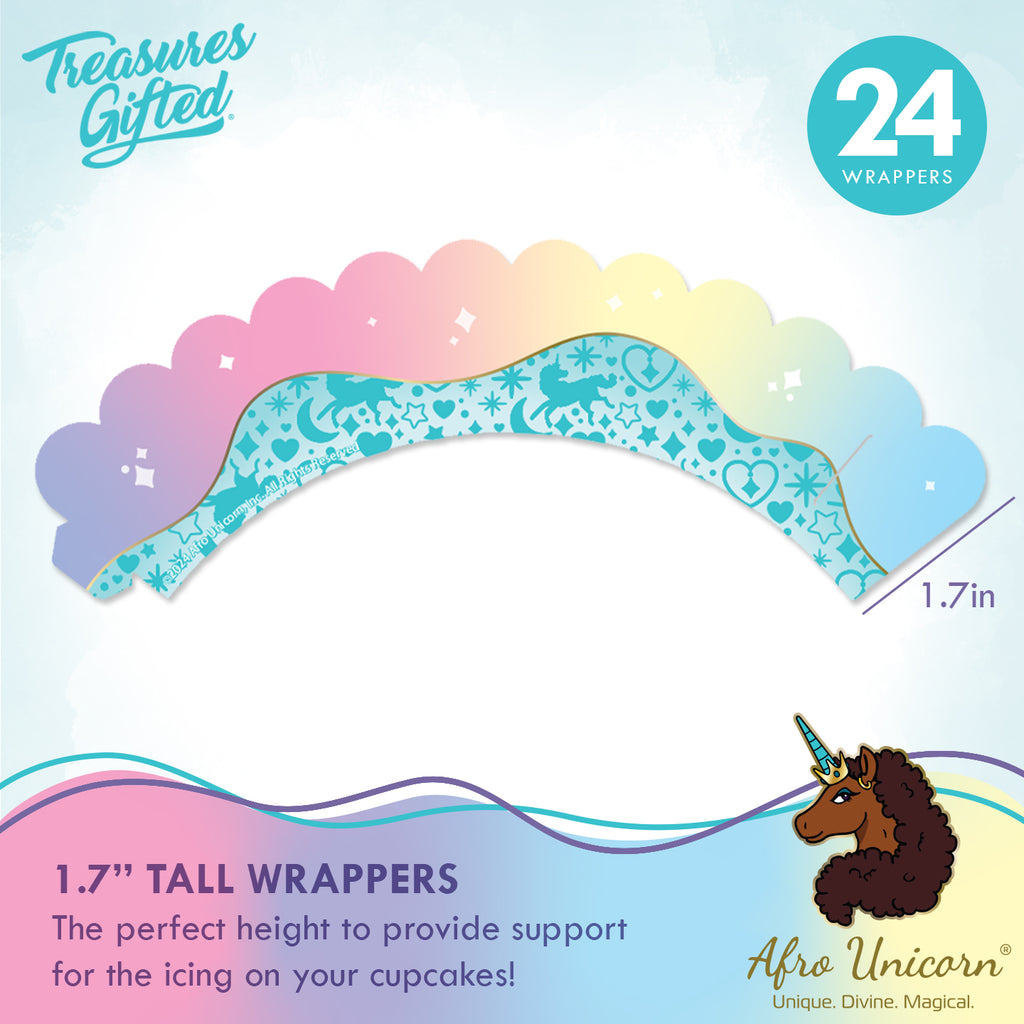 Afro Unicorn Cupcake Toppers & Afro Unicorn Cupcake Wrappers