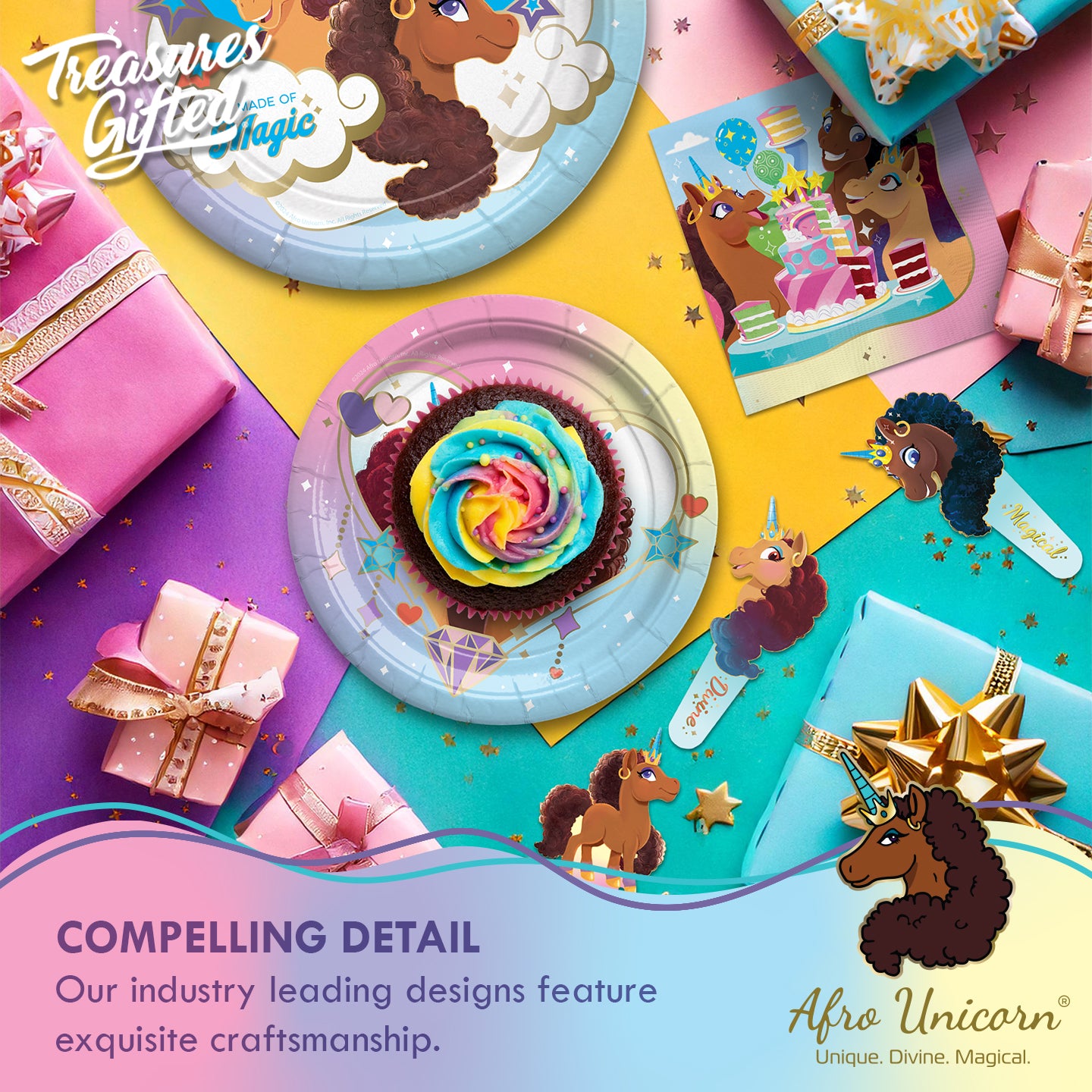 Afro Unicorn Cupcake Toppers & Afro Unicorn Cupcake Wrappers