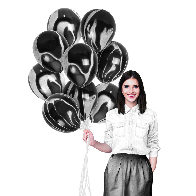 Black Marble Balloons - 12 Inch Latex Balloons