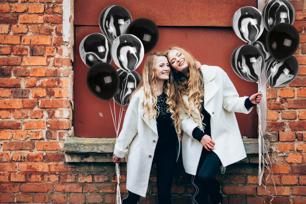 Black Marble Balloons - 12 Inch Latex Balloons