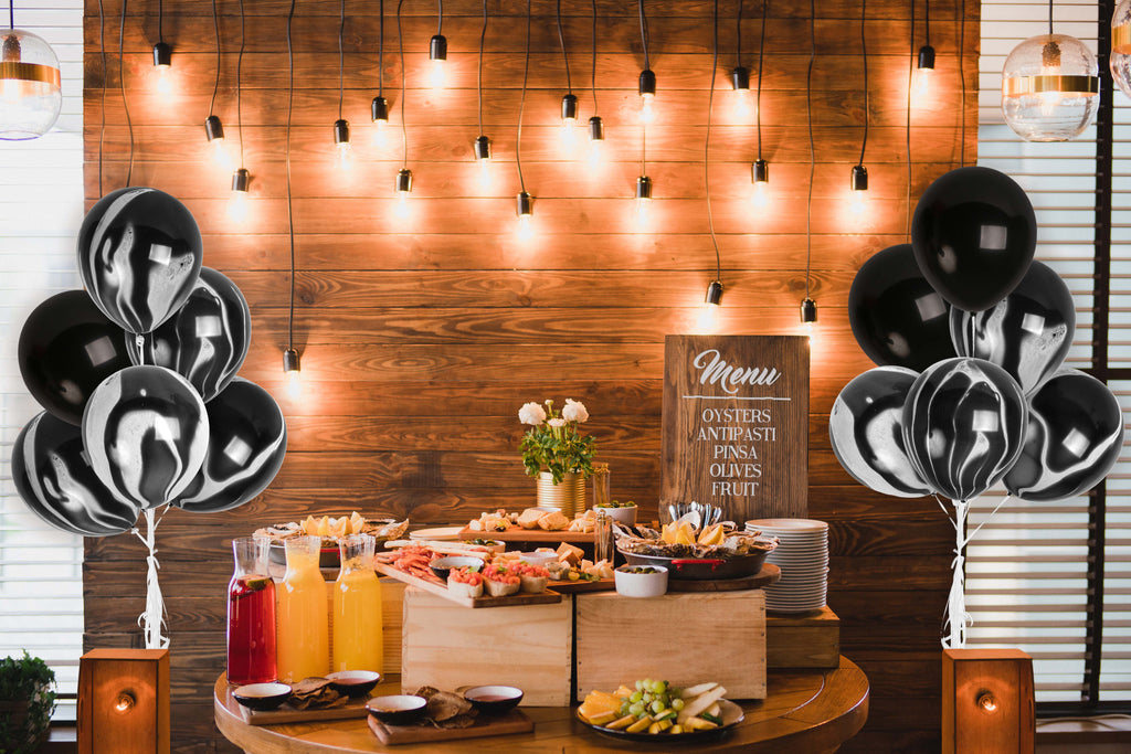 Black Marble Balloons - 12 Inch Latex Balloons