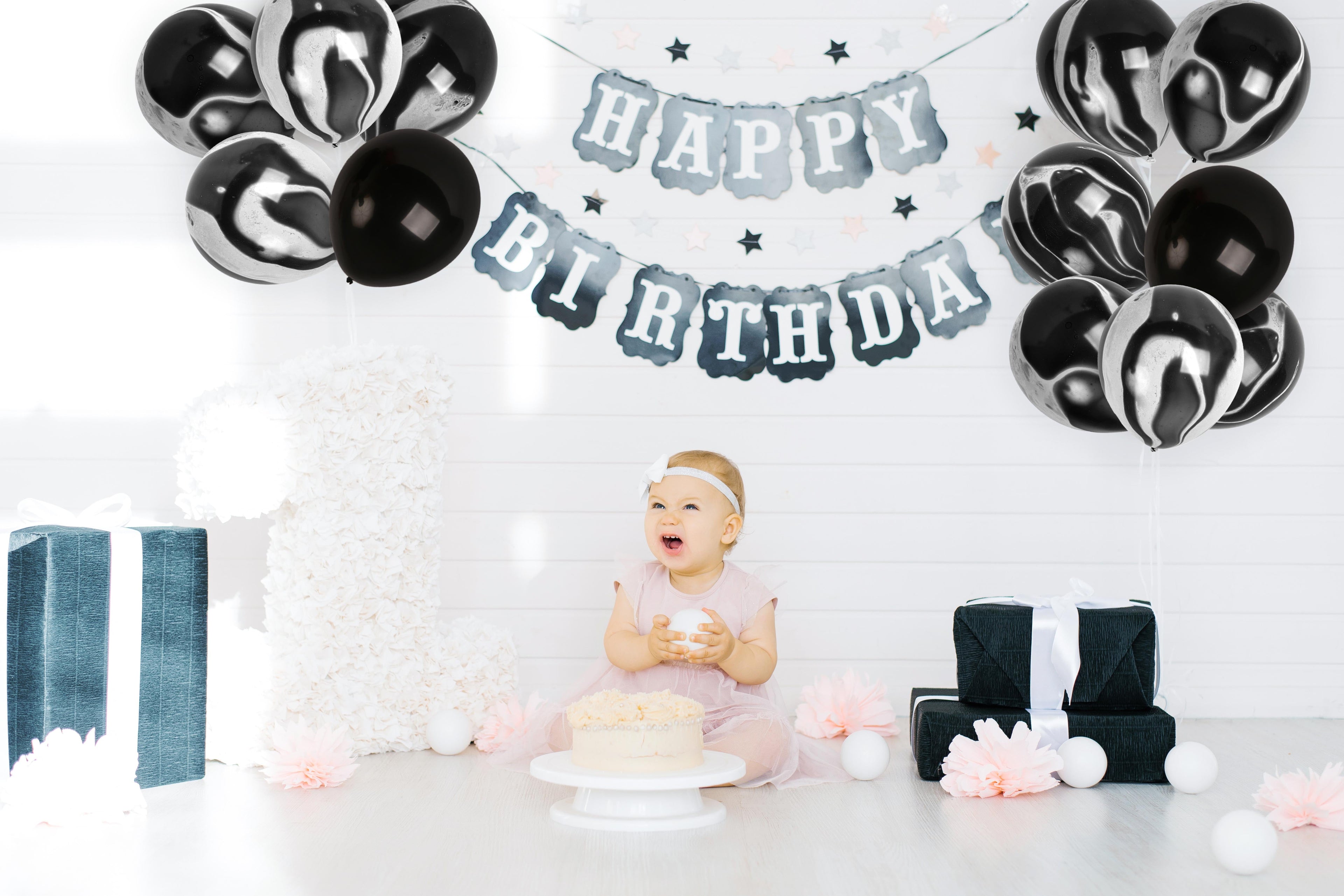 Black Marble Balloons - 12 Inch Latex Balloons
