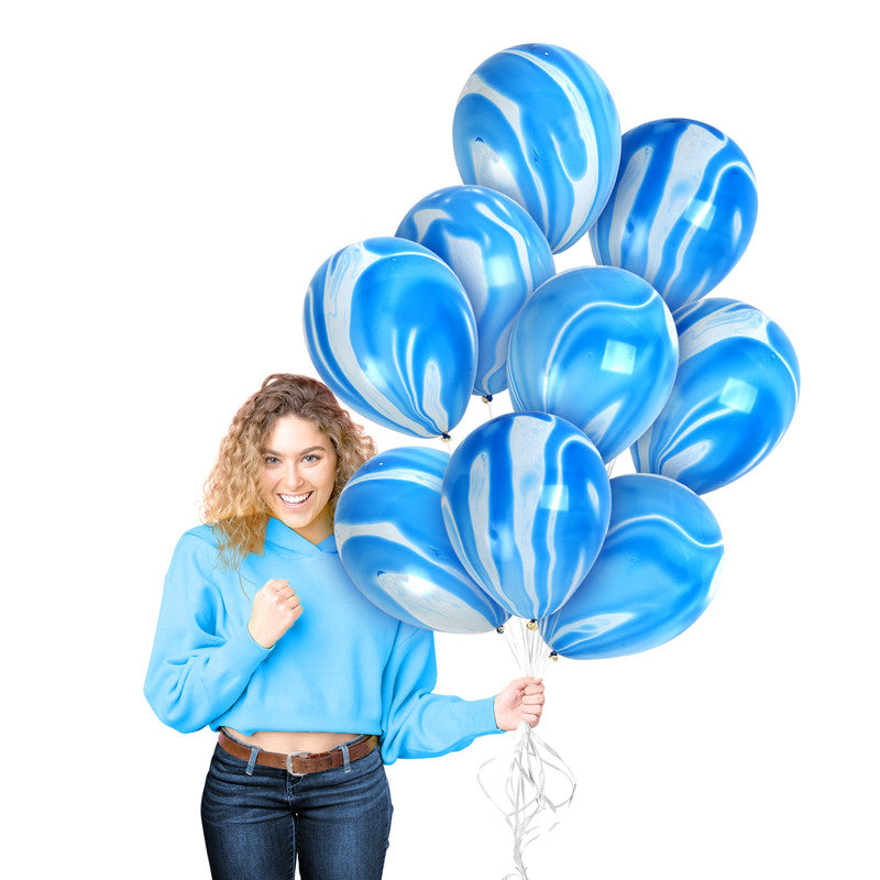 Blue Marble Balloons - 12 Inch Latex Balloons