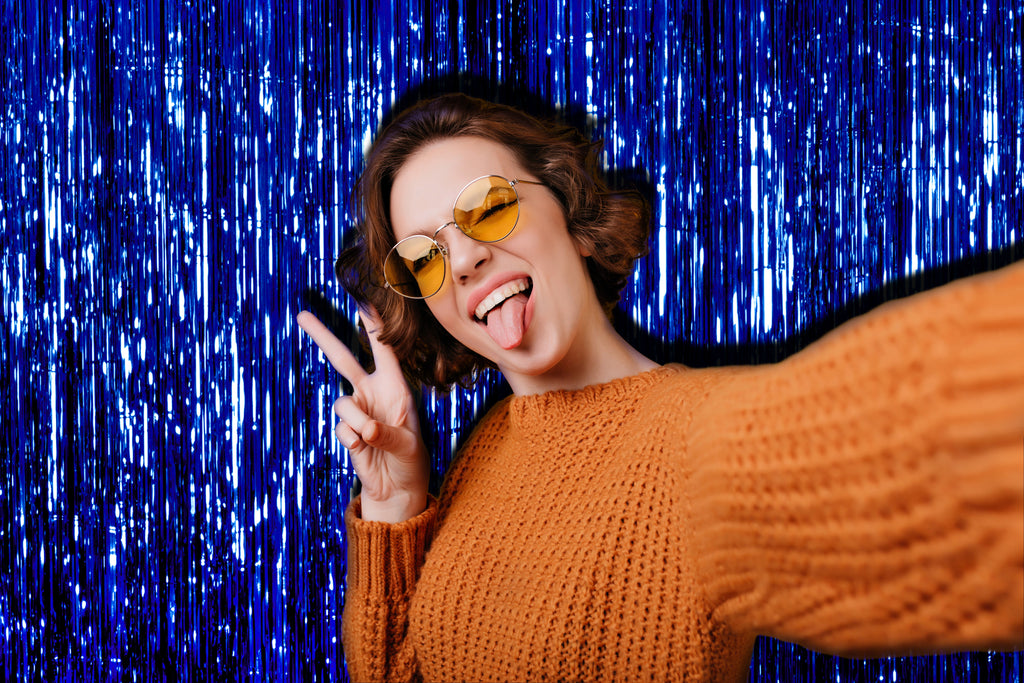 Royal Blue Foil Fringe Curtain - 3ft x 8ft Tinsel Curtain
