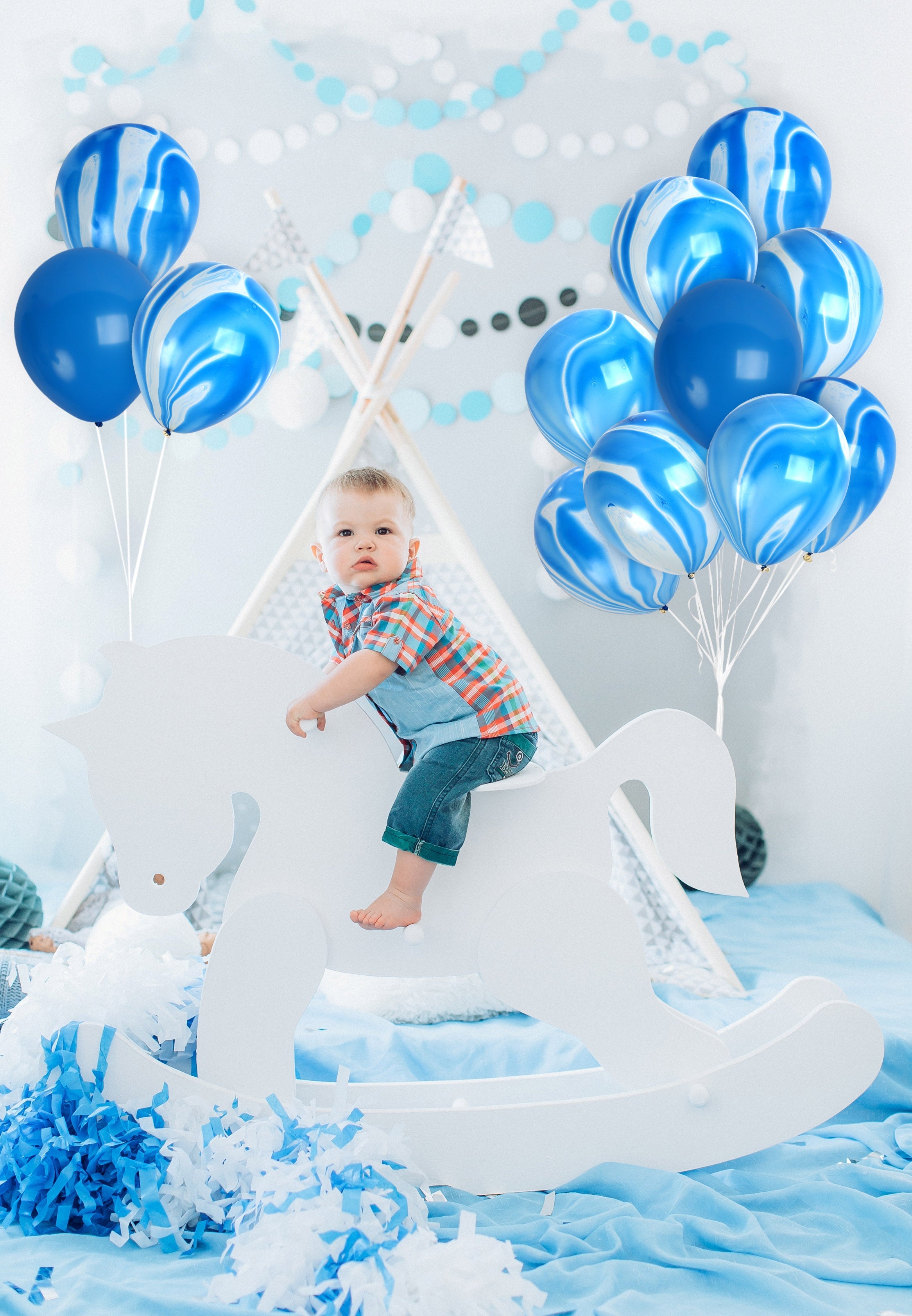 Blue Marble Balloons - 12 Inch Latex Balloons