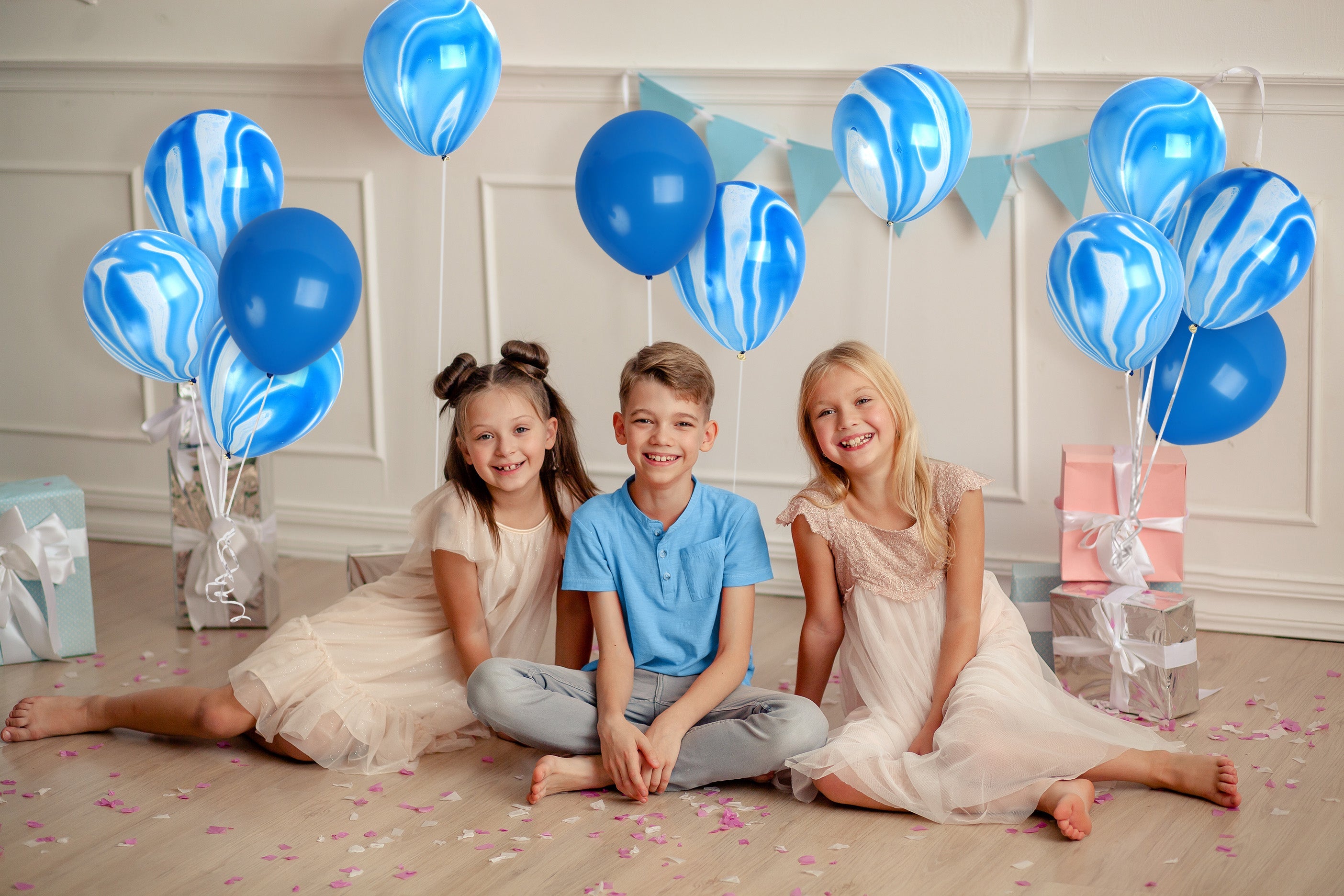 Blue Marble Balloons - 12 Inch Latex Balloons