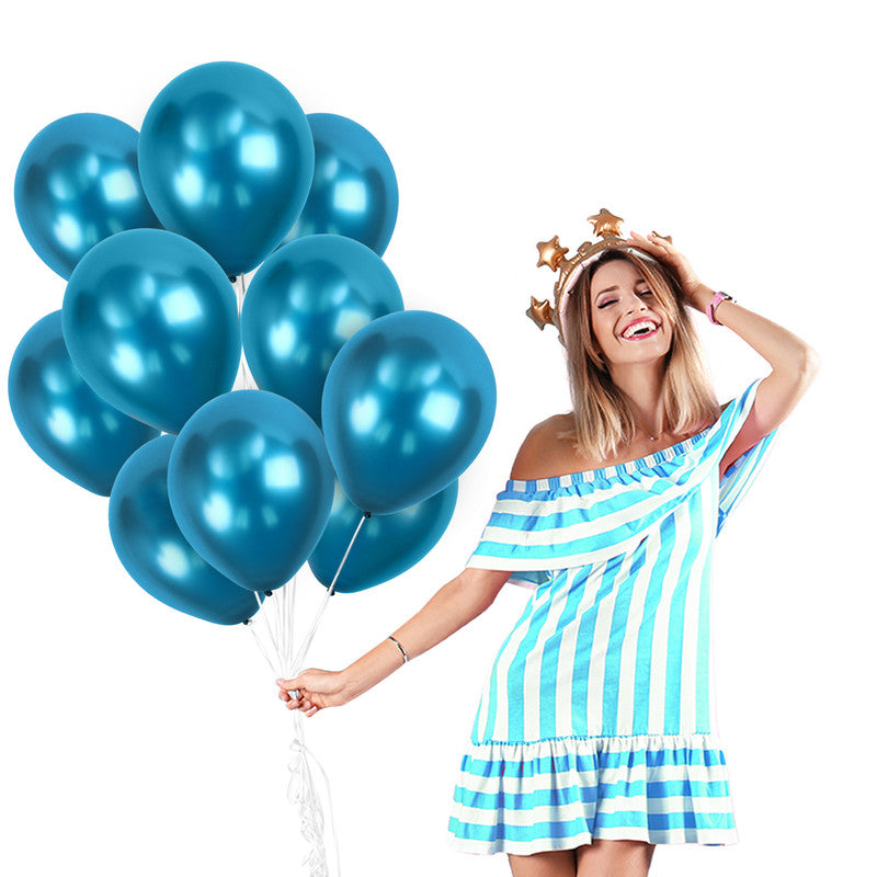 Blue Chrome Balloons - 12 Inch Latex Balloons