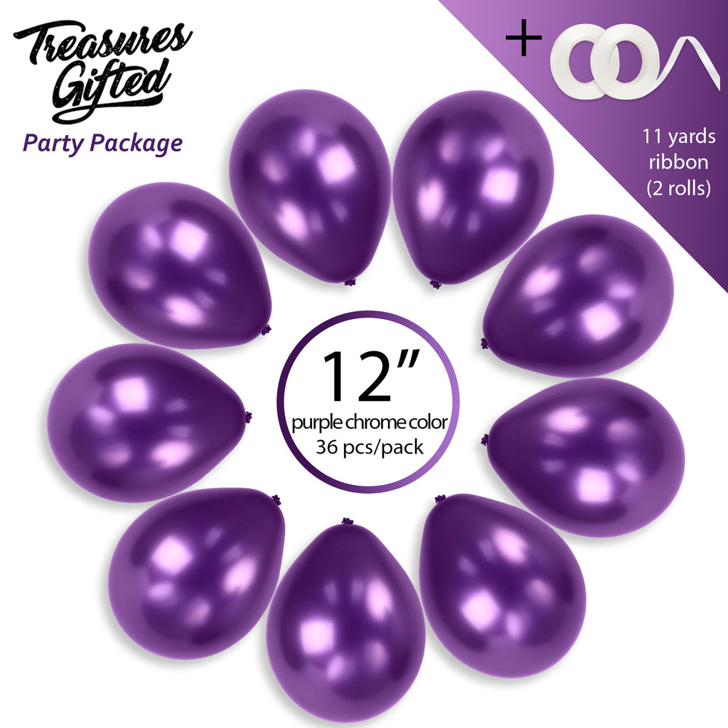 Purple Chrome Balloons - 12 Inch Latex Balloons