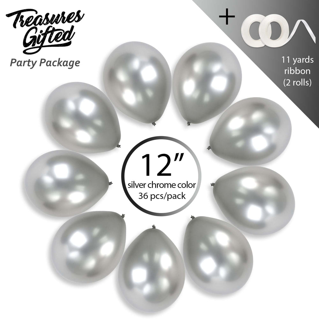 Silver Chrome Balloons - 12 Inch Latex Balloons