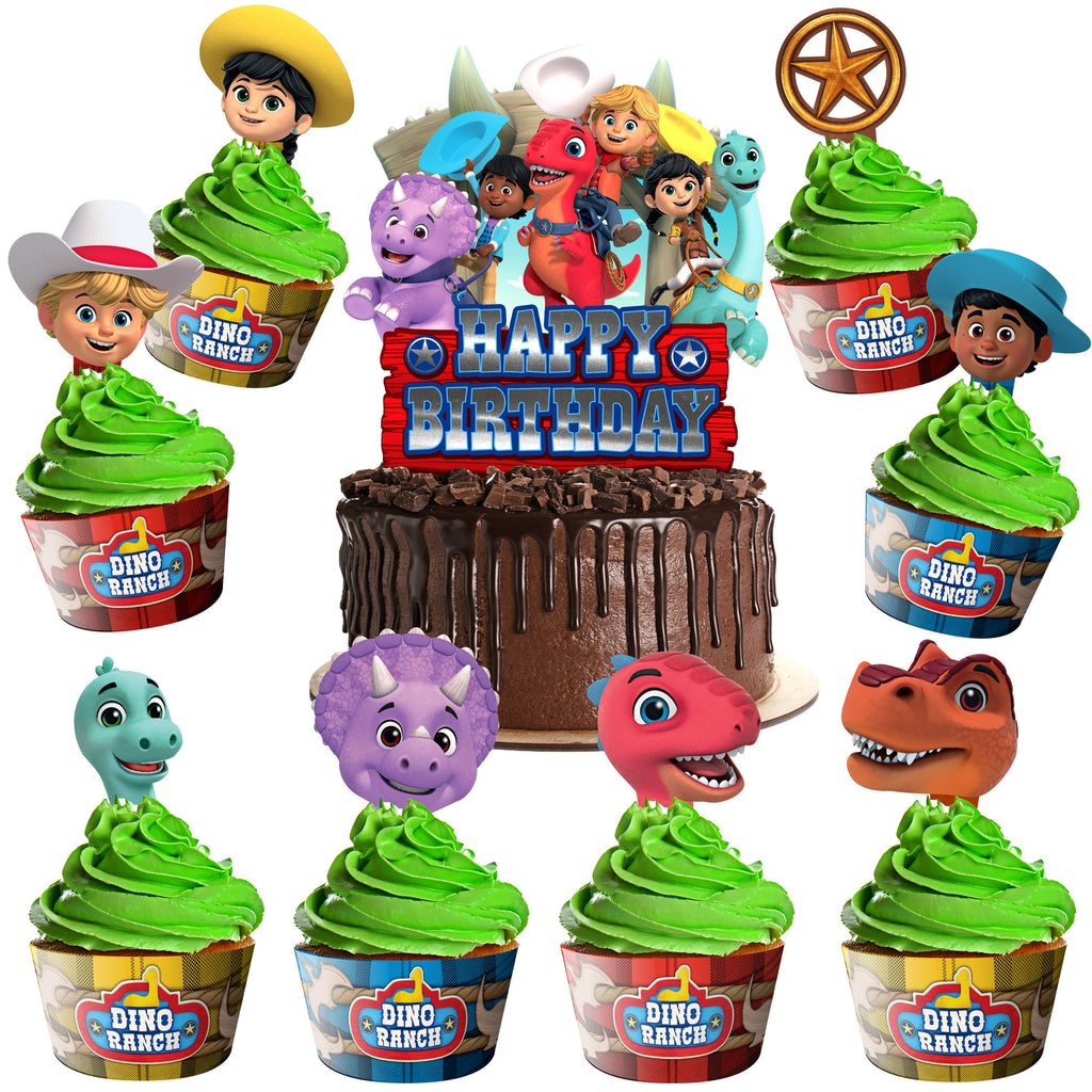 Dino Ranch Party Supplies - Cake Topper Set