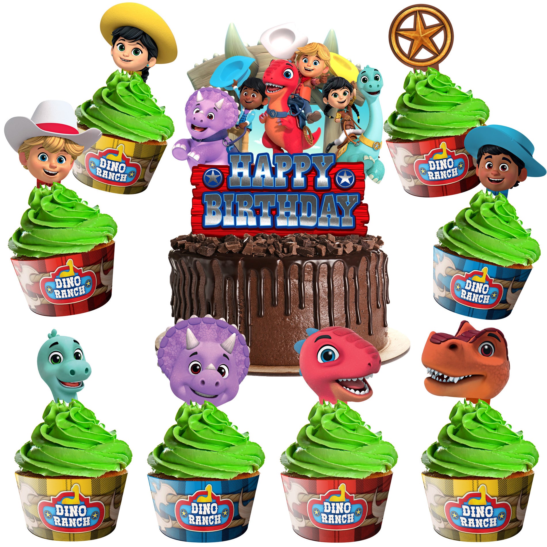 Dino Ranch Party Supplies - Cake Topper Set