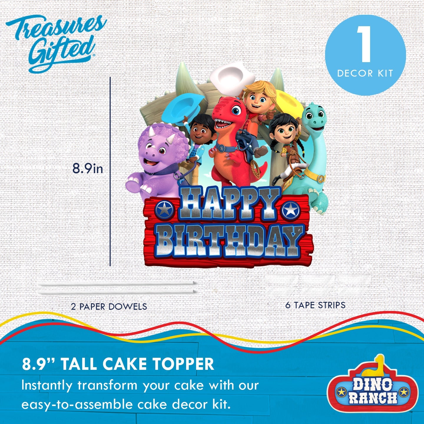 Dino Ranch Party Supplies - Cake Topper Set