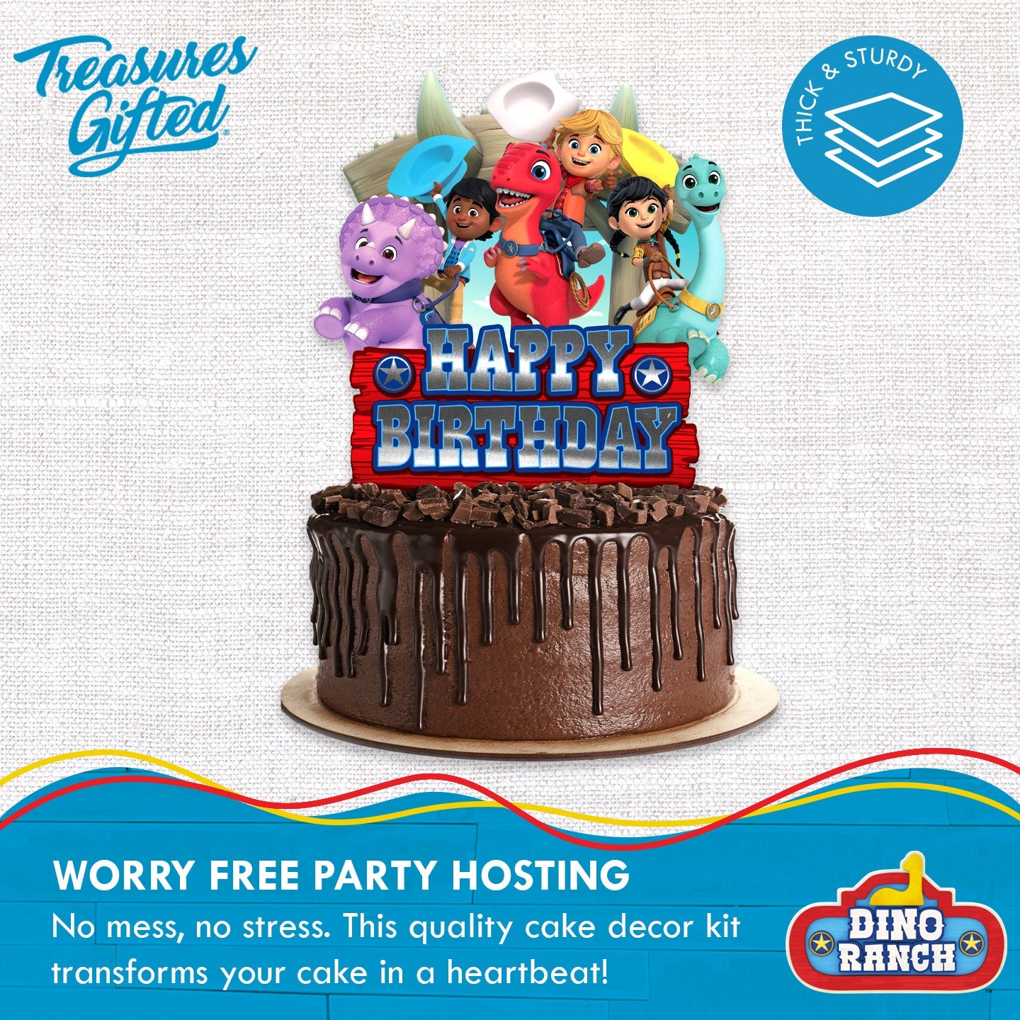 Dino Ranch Party Supplies - Cake Topper Set