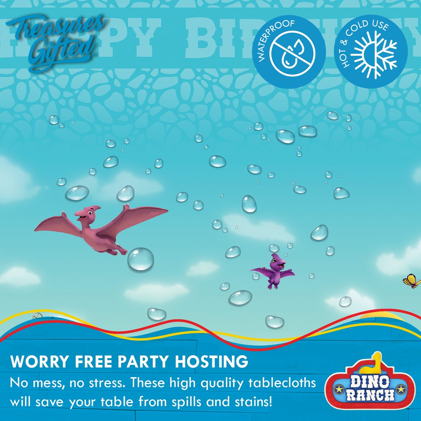 Dino Ranch Party Supplies - Tablecloth