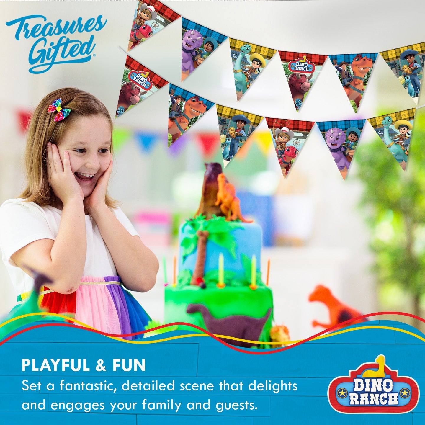 Dino Ranch Party Supplies - Pennant Banner