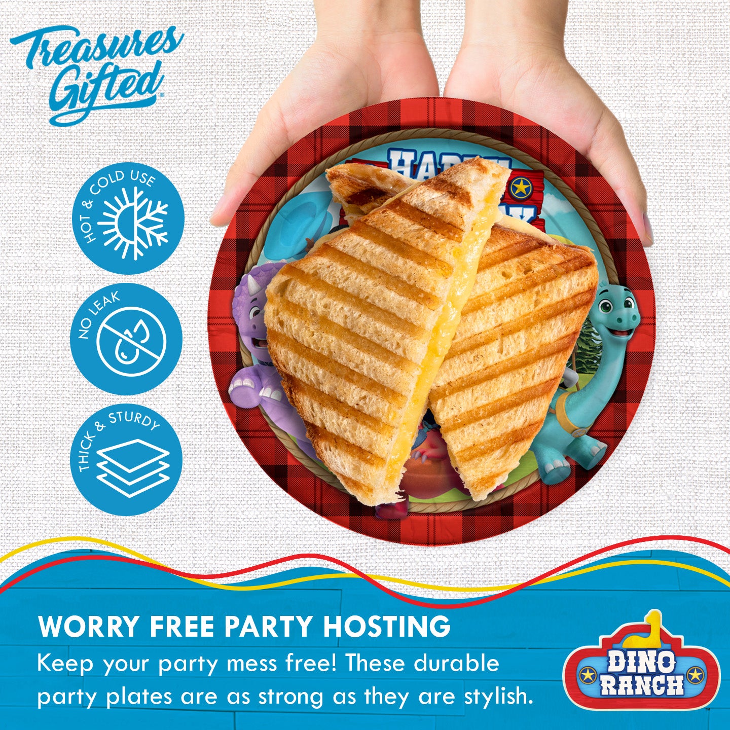 Dino Ranch Party Supplies - Dinner Plates