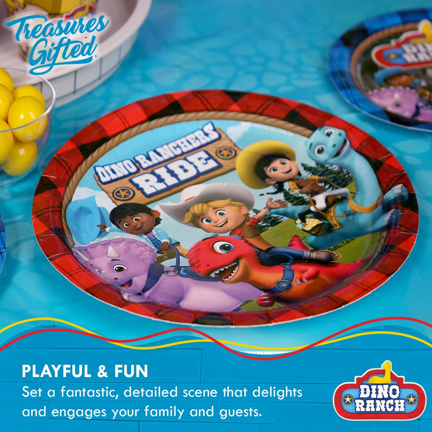 Dino Ranch Party Supplies - Dinner Plates