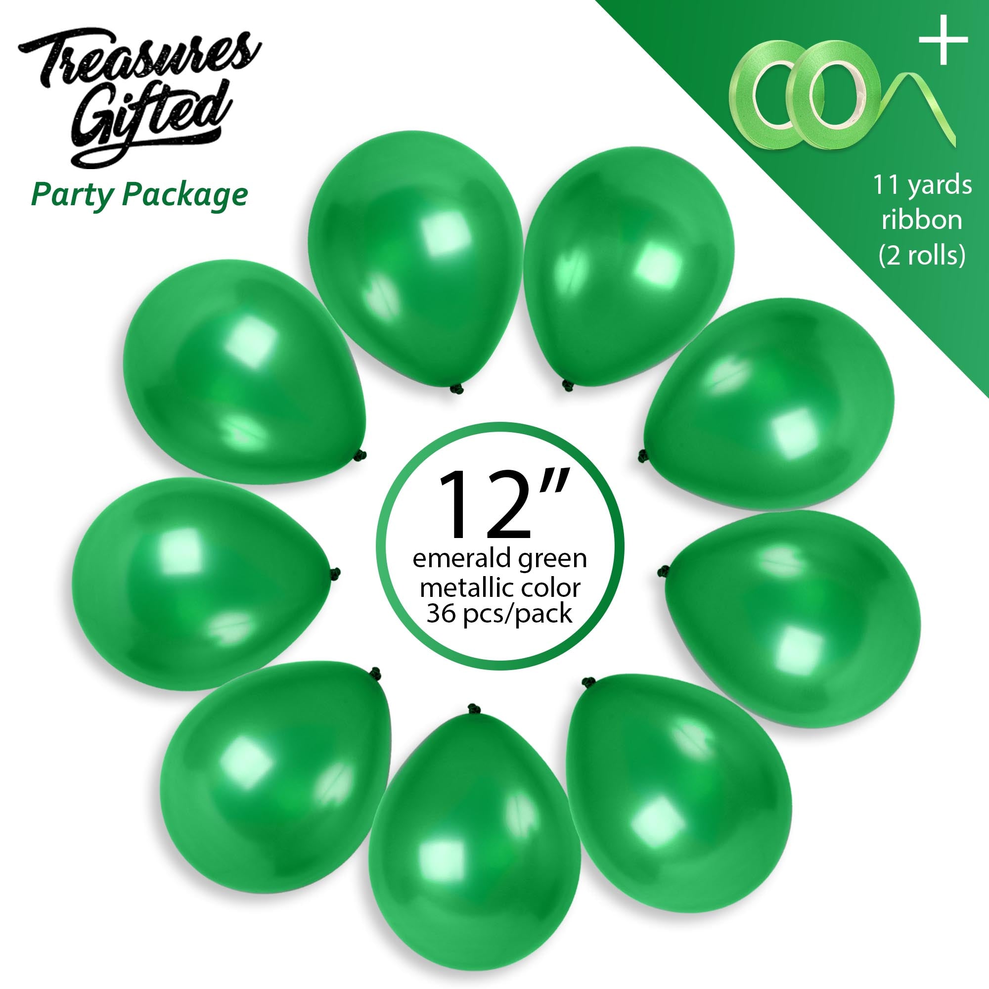 Pearlescent Emerald Green Balloons - 12 Inch Latex Balloons