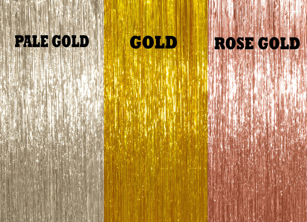 Champagne Gold Foil Fringe Curtain - 3ft x 8ft Tinsel Curtain
