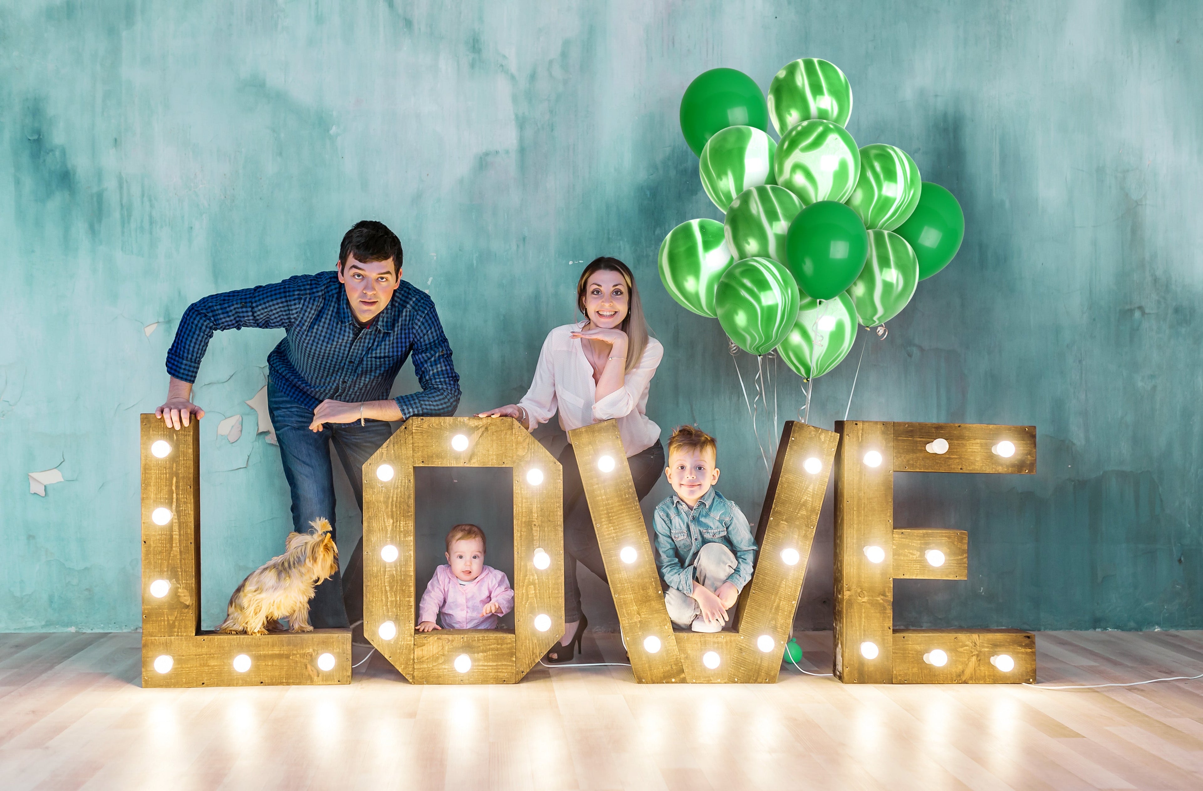 Green Marble Balloons - 12 Inch Latex Balloons