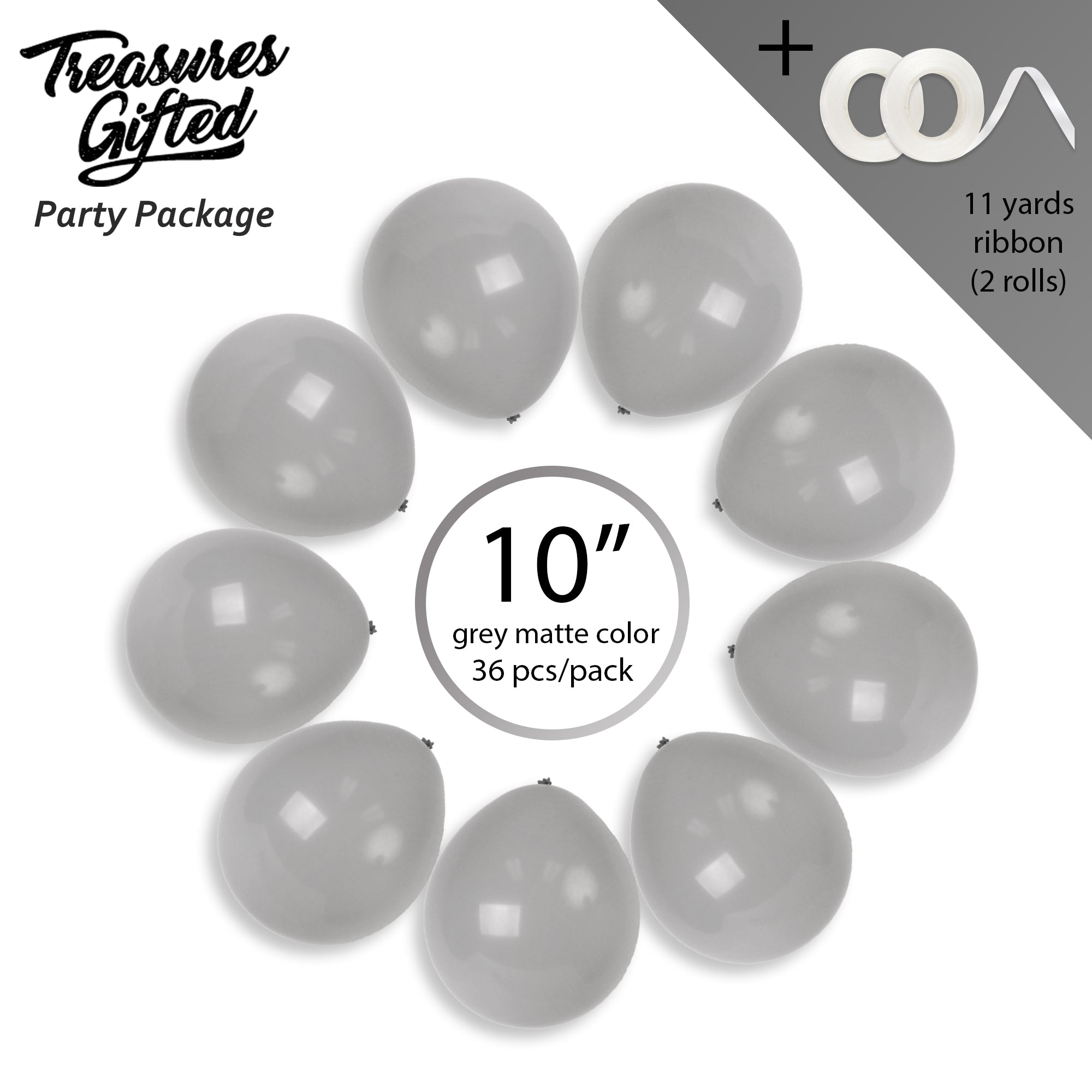 Grey Balloons - 10 Inch Latex Balloons