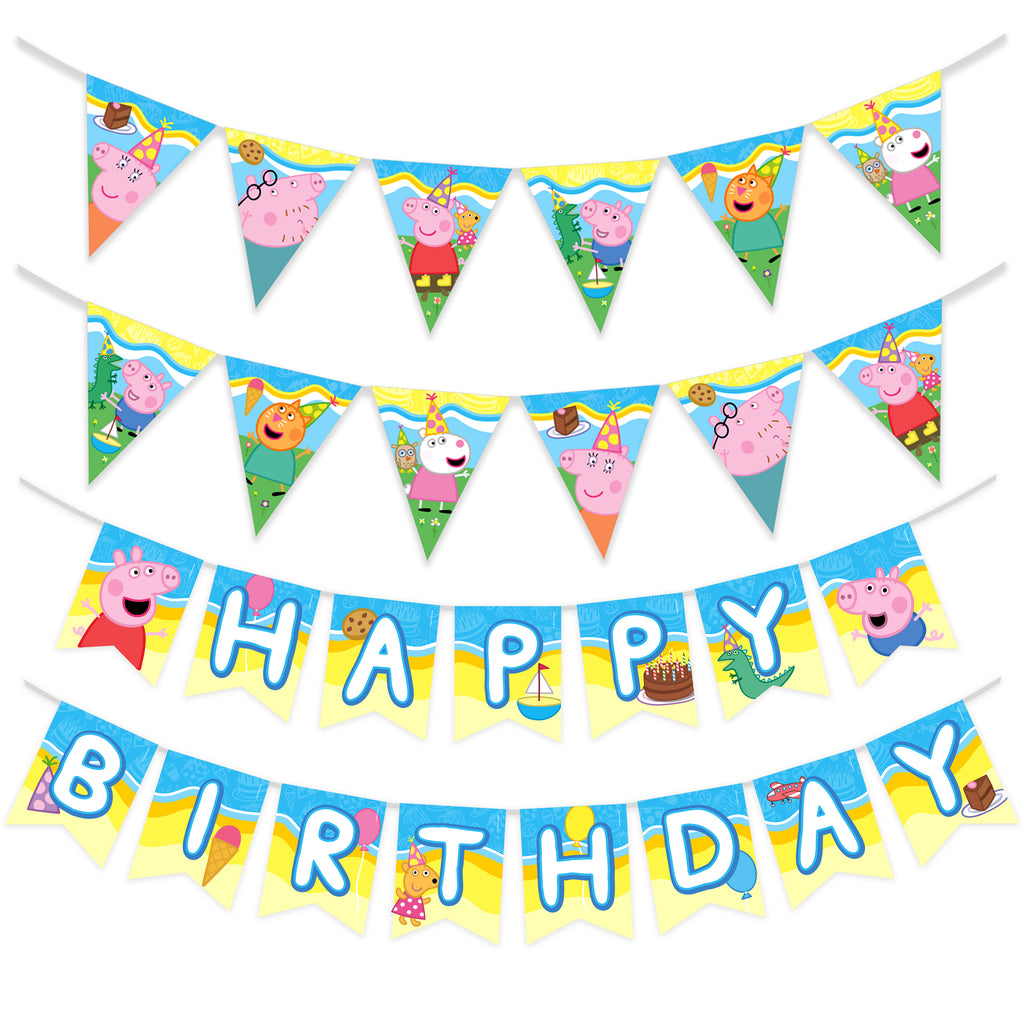Peppa Pig Party Banner & Peppa Pig Pennants Kit