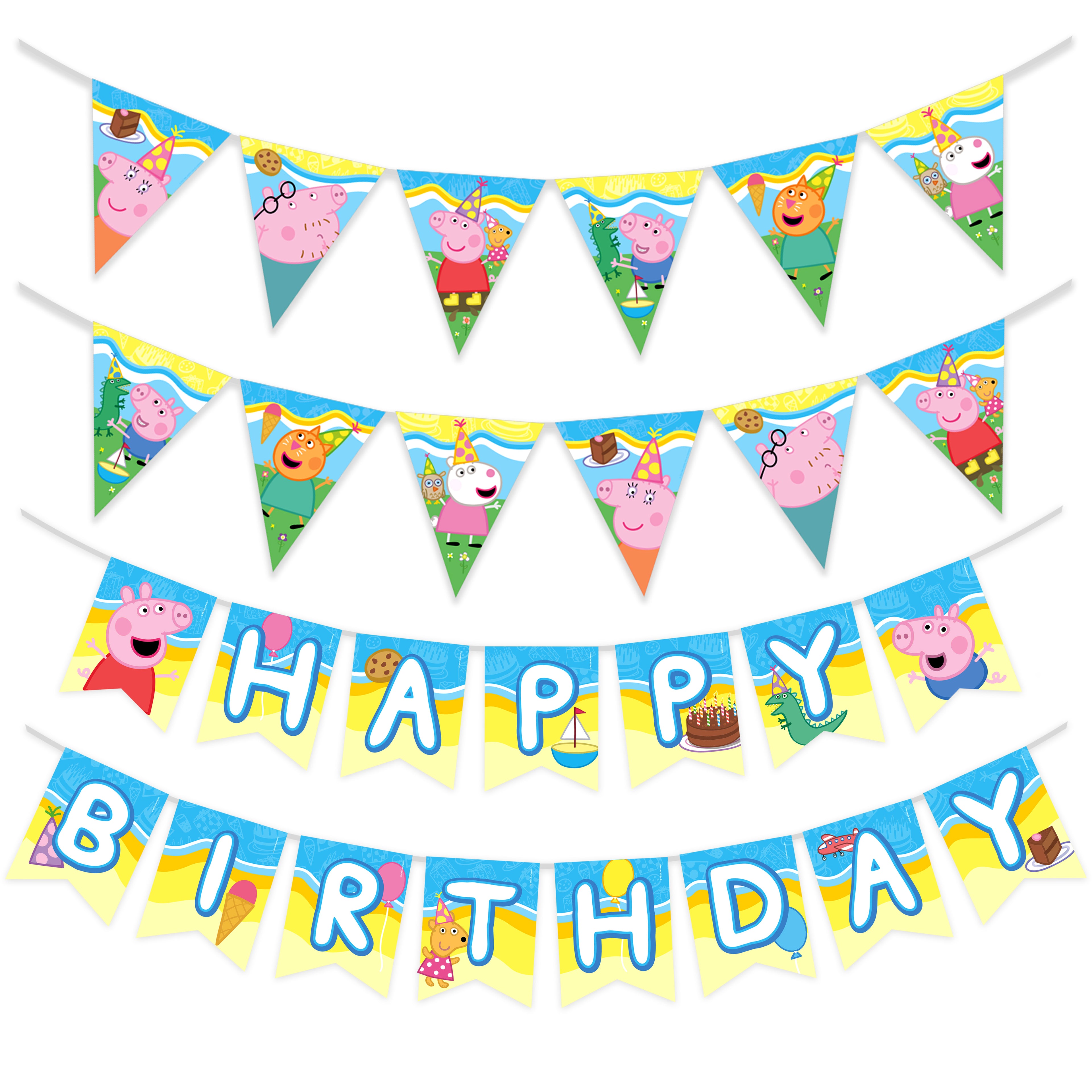 Peppa Pig Party Banner & Peppa Pig Pennants Kit