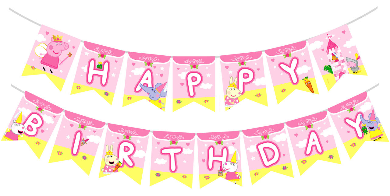 Princess Peppa Pig Birthday Banner - Princess Peppa Pig Birthday Decorations